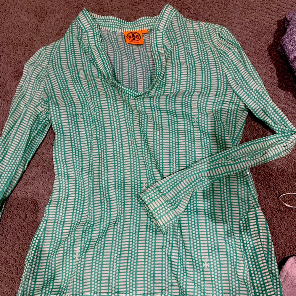 Tory Burch green tunic with sequins